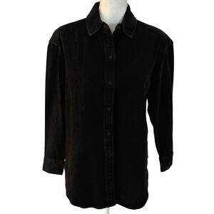 NEW Calvin Klein Jeans Size XS Denim Jean Shirt Black Snap Front Long Sleeves